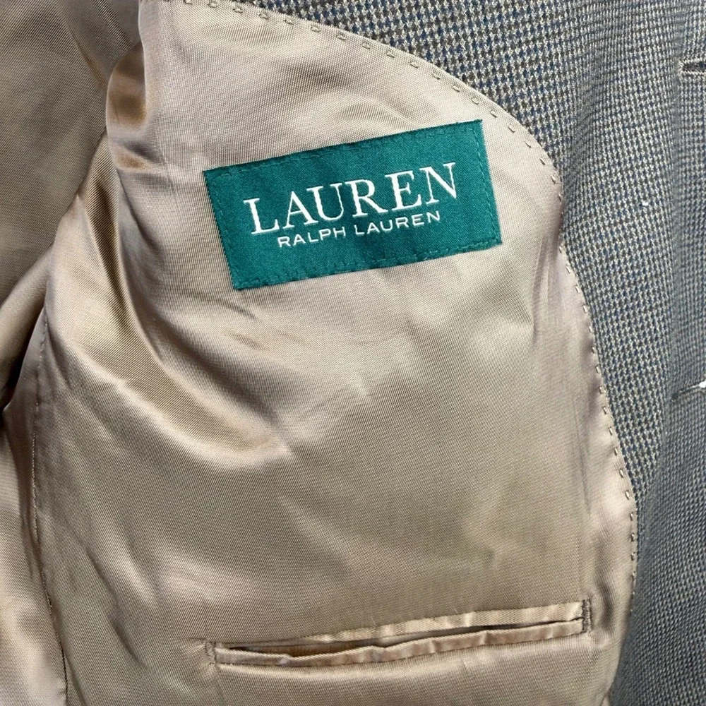 Lauren Ralph Lauren Mens Micro Houndstooth Blazer 40R Academia Ivy League Office